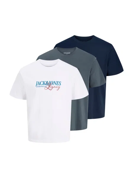 JACK & JONES Tricou JJJADE bleumarin / azur / gri închis alb