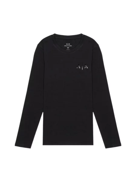 Top Armani Exchange z długim rękawem czarny