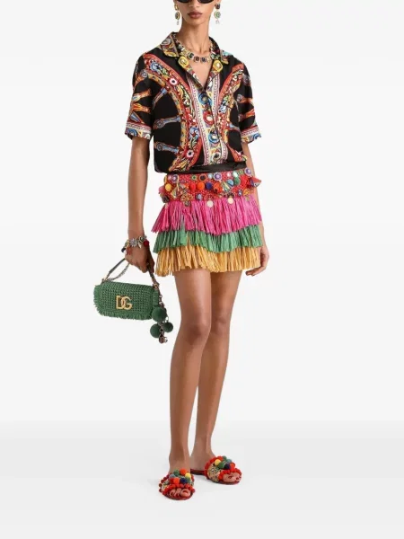 Cămașă Dolce & Gabbana de mătase cu imagine negru