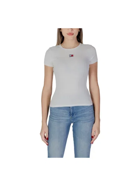 Kochanie szyja koszulka Tommy Jeans z krótkim rękawem klasyczna biała