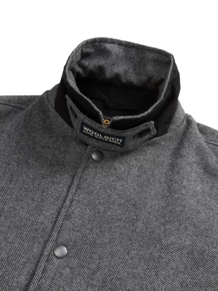 Geacă cămașă Woolrich cu model herringbone gri