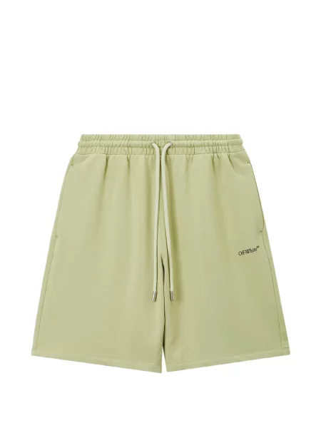 Pantaloni scurți Off-white cu imagine cu cordon alb