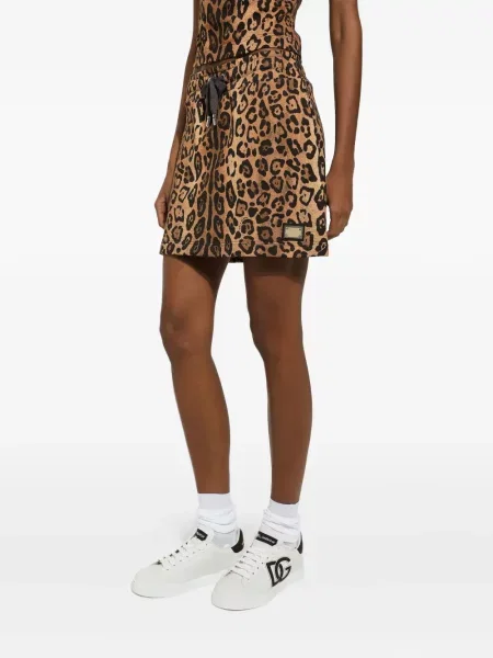 Fusta mini Dolce & Gabbana cu imagine cu model leopard maro