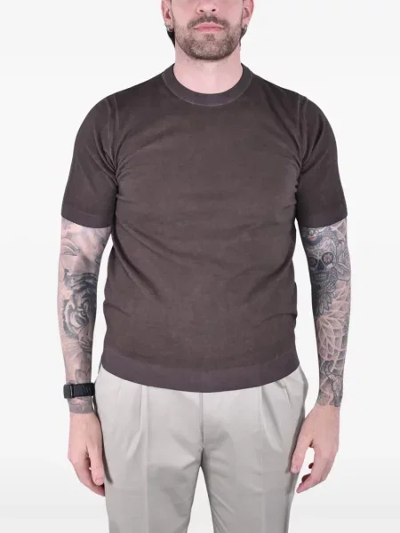 Tricou Kangra cu decolteu rotund maro