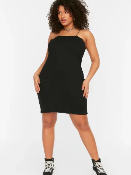 Dzianinowa sukienka mini Trendyol czarna