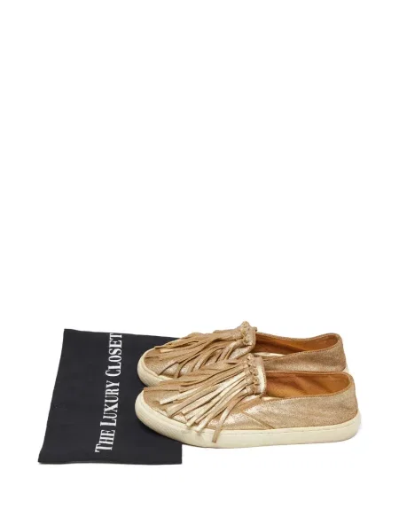Chiloți Tory Burch cu franjuri din piele de căprioară slip-on
