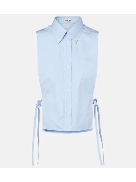 Elimina cămașă Miu Miu din poplin albastru