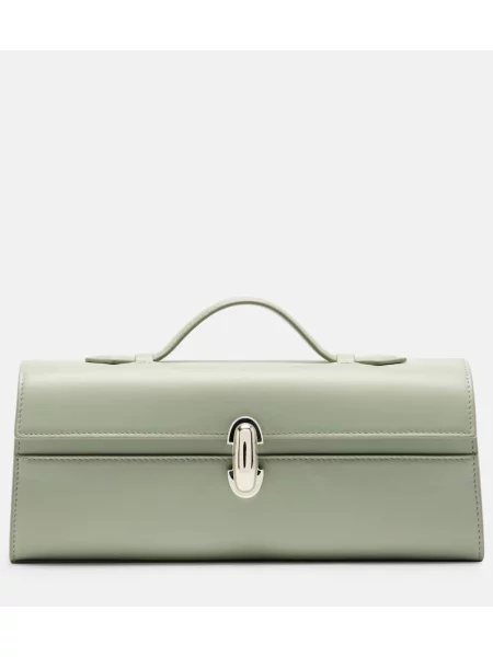 Geanta de piele Savette din piele verde