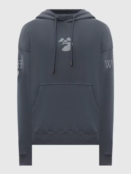 Худі з брендовим принтом Off-white синє