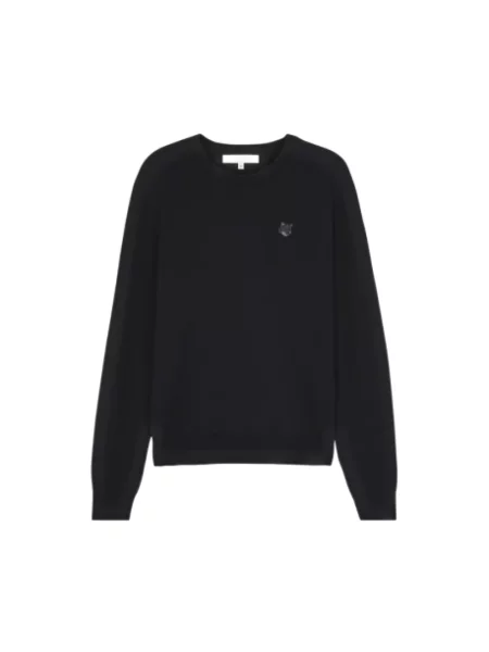 Maison Kitsuné sweter wełniany Bold Fox Head Patch lekki szary