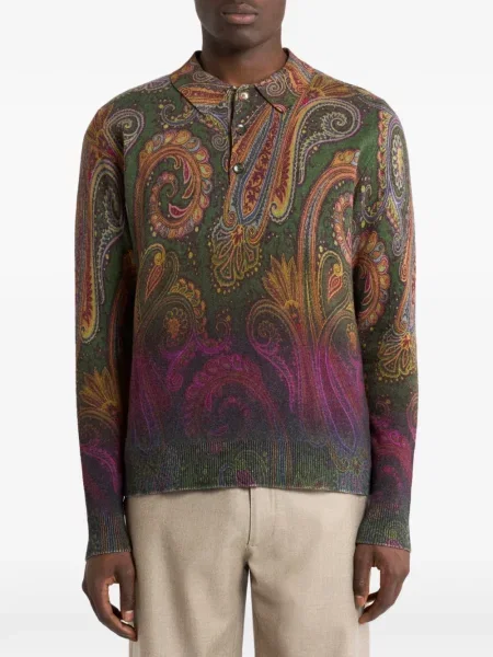 Μάλλινο μακρύς polo Etro paisley πράσινο