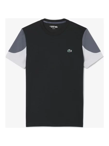 Koszulka z krótkim rękawem damska Lacoste Sport Color Block czarny jasnoszary M biały