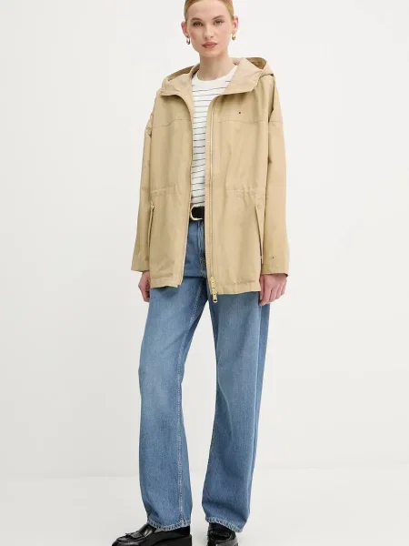 Tommy Hilfiger parka przejściowa oversize beżowy