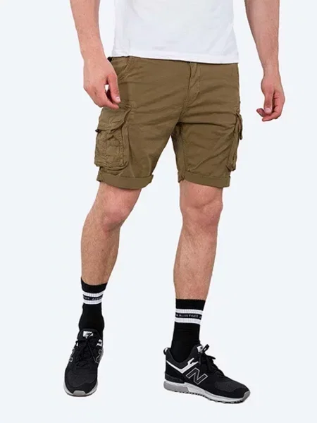 Къс панталон Alpha Industries кафяво зелено