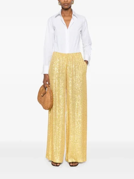 Pantaloni Norma Kamali galben