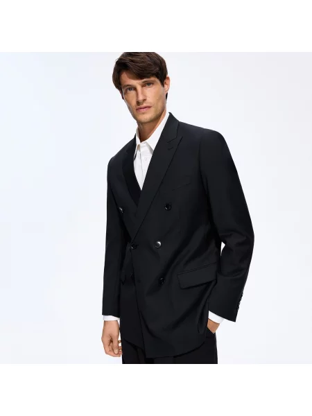 Reserved Slim fit sako s příměsí vlny černý