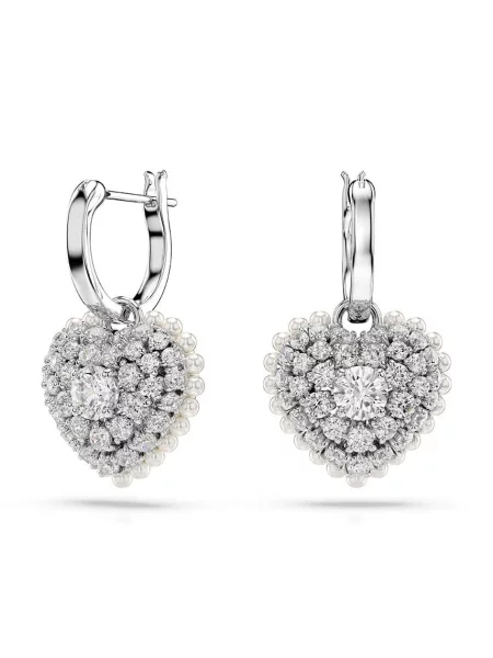 Kolczyki Swarovski w serca białe