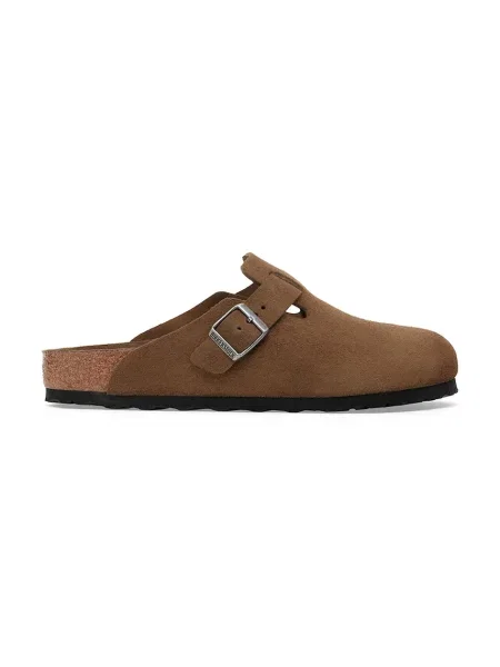 Birkenstock papuci din piele Boston maro