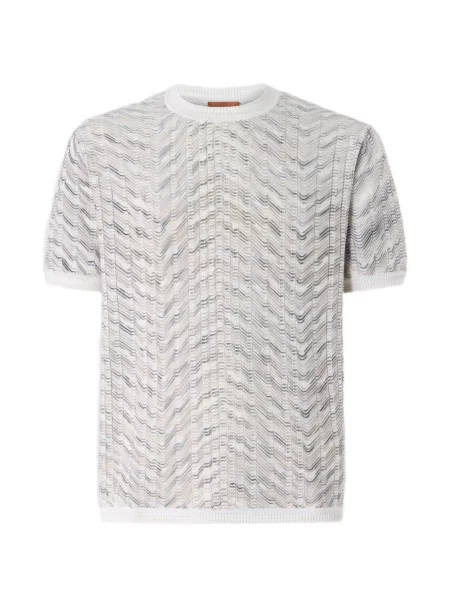 Tricou Missoni tricotate ajurat alb