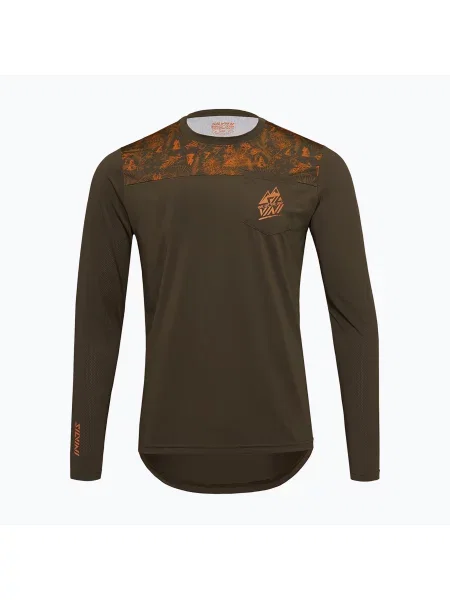 Cyklistické tričko Longsleeve SILVINI Ello olive/orange zelené