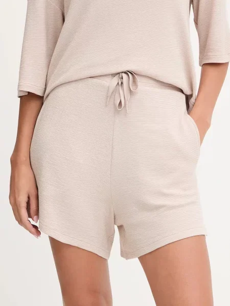 BOSS szorty gładkie high waist beżowy