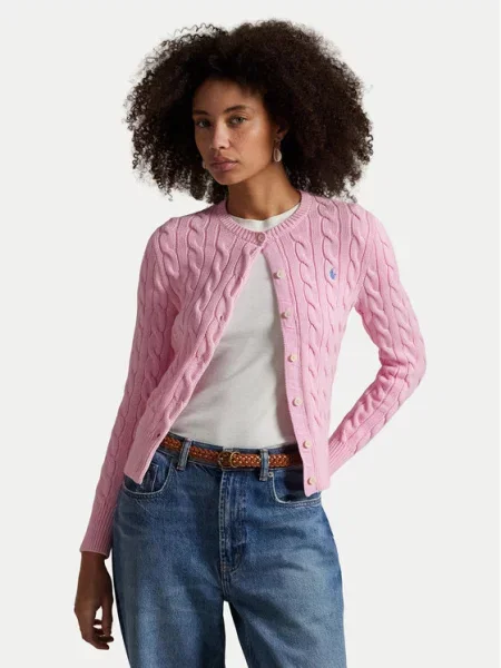 Polo Ralph Lauren kardigan za žene od pamuka ružičasta