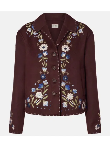 Geacă Rixo cu broderie de lână maro