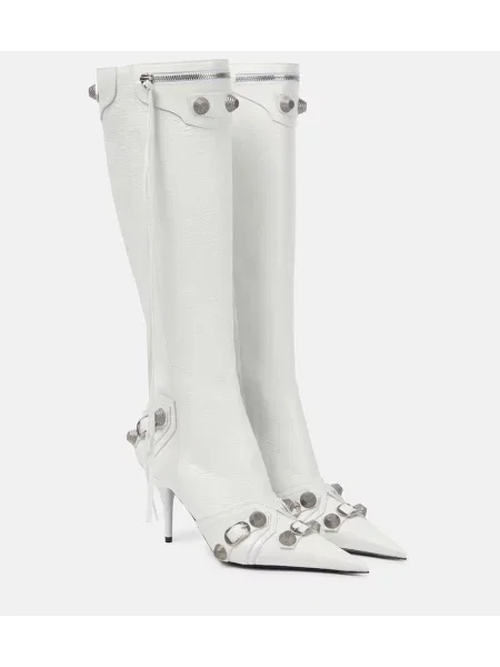 Kožené kozačky Balenciaga bílé