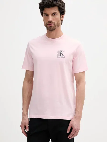 Тениска Calvin Klein с принт розово