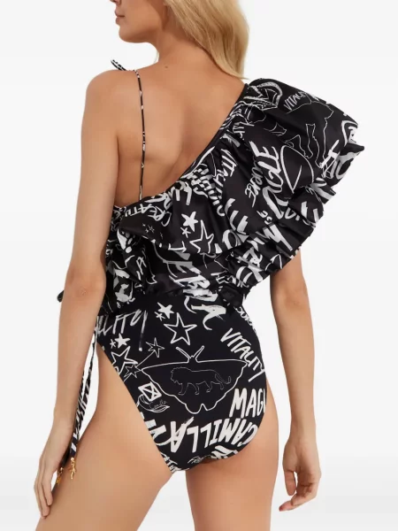 Body Camilla cu volane negru