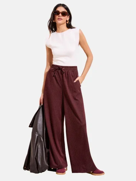 Friends Like These Pantaloni roșu burgundy alb