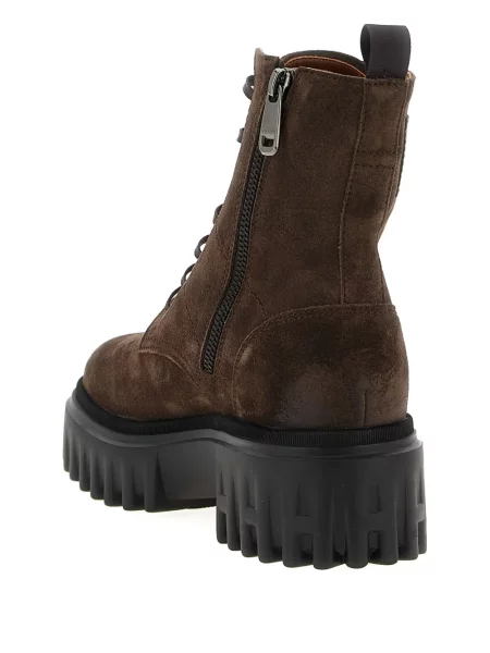 Botine Hogan cu șireturi din dantelă chunky maro