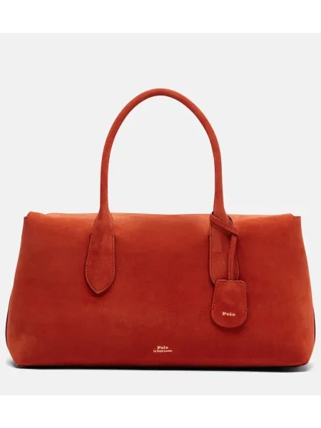 Geantă Polo Ralph Lauren din piele de căprioară portocaliu