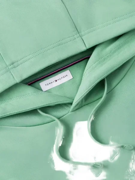 Hanorac cu glugă Tommy Hilfiger cu autograf verde
