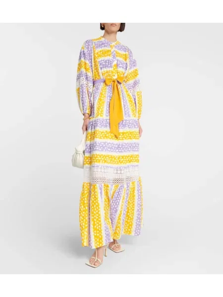 Rochie maxi Diane Von Furstenberg cu broderie de costum galben