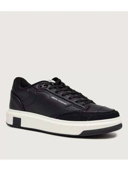 Armani Exchange Sneakers cu adaos de piele negru