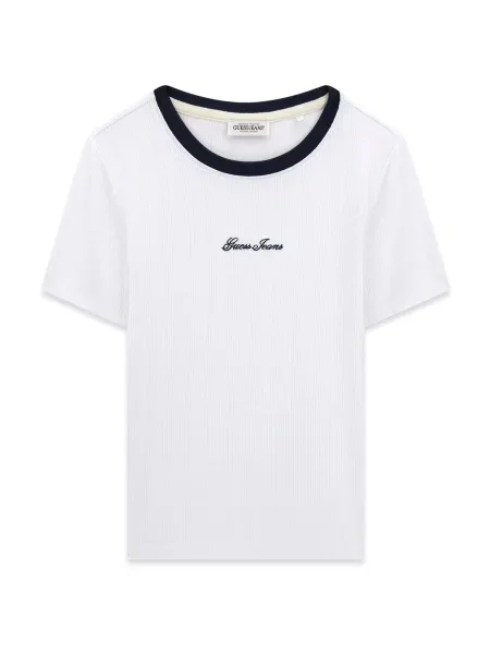 GUESS JEANS Majica RINGER črna bela