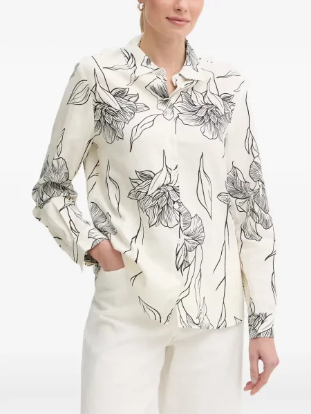 Lung cămașă Gaudi cu model floral cu imagine alb