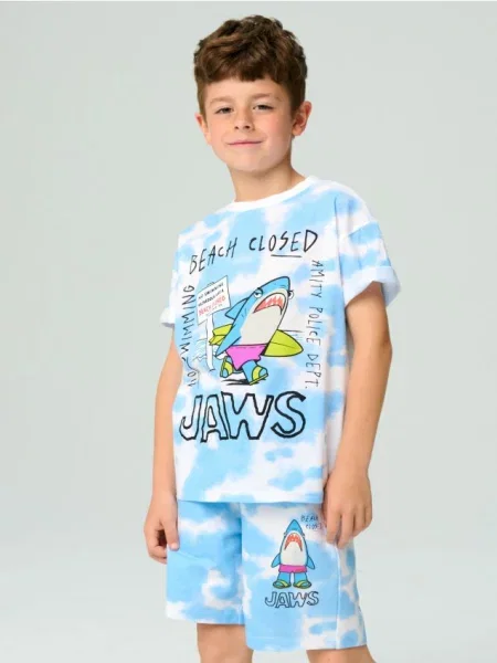 Sinsay Kraťasy tie-dye Jaws modrá