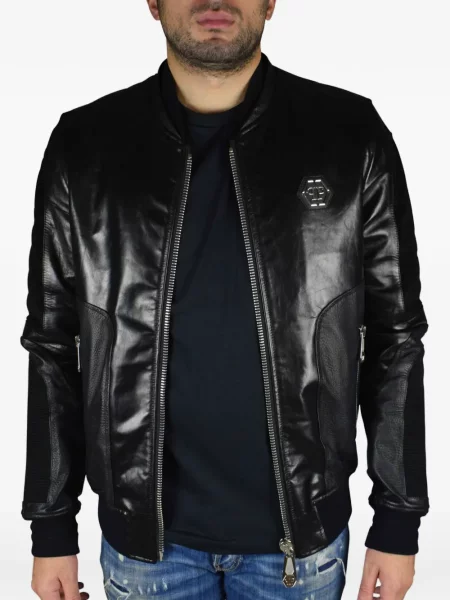 Geacă bomber Philipp Plein cu aplicații negru
