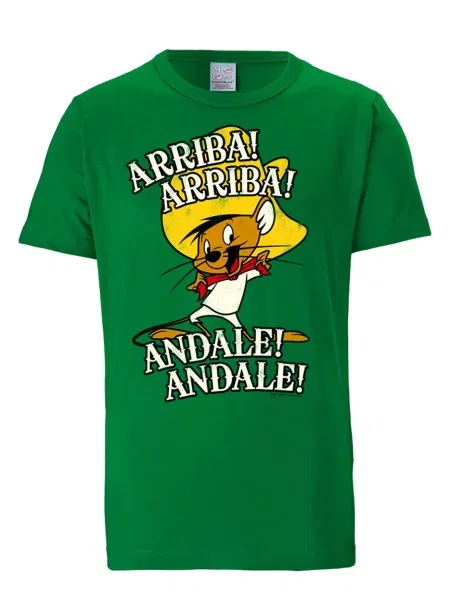 LOGOSHIRT Tricou Looney Tunes Arriba! Andale! maro deschis / galben / verde alb