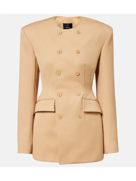 Rochie Wardrobe.nyc cu două rânduri de nasturi bej