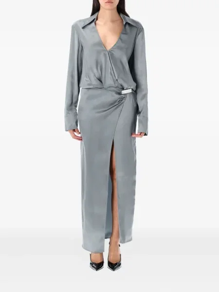 Rochie The Attico din satin de costum albastru