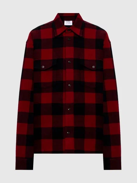 Куртка в стилі сорочки з вовни в клітинку Vetements червона