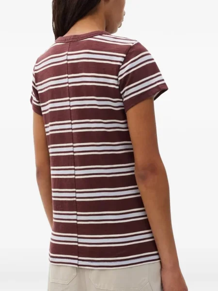 Тениска Rag & Bone на райета кафяво