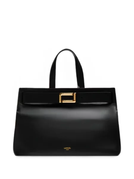 Geantă shopper Lancel din piele cu cataramă negru