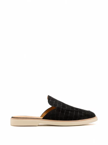 Papuci tip mules Magnanni din piele de căprioară negru