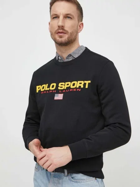 Dukserica Polo Ralph Lauren za muškarce s tiskom crna