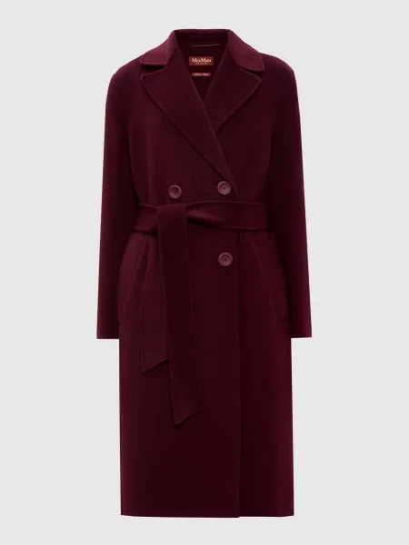 Двобортне пальто CANNETI з вовни та кашеміру Max Mara бордове