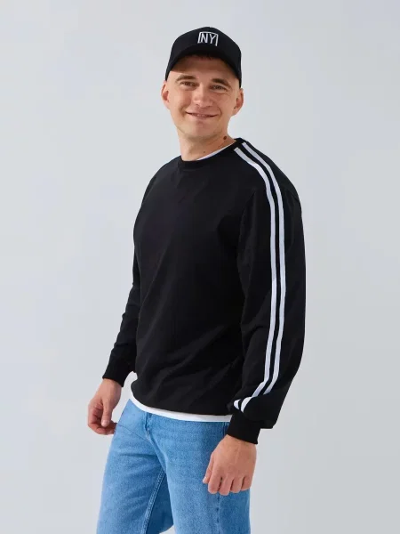 Світшот LAWA білий/чорний бавовна/поліестер/еластан білий